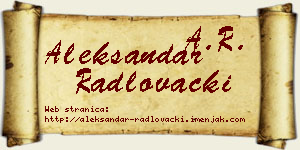 Aleksandar Radlovački vizit kartica